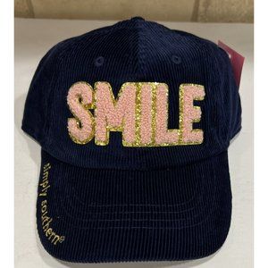 SIMPLY SOUTHERN Sparkle Puff Letter SMILE‎ Weekend Corduroy Baseball Cap Hat NEW